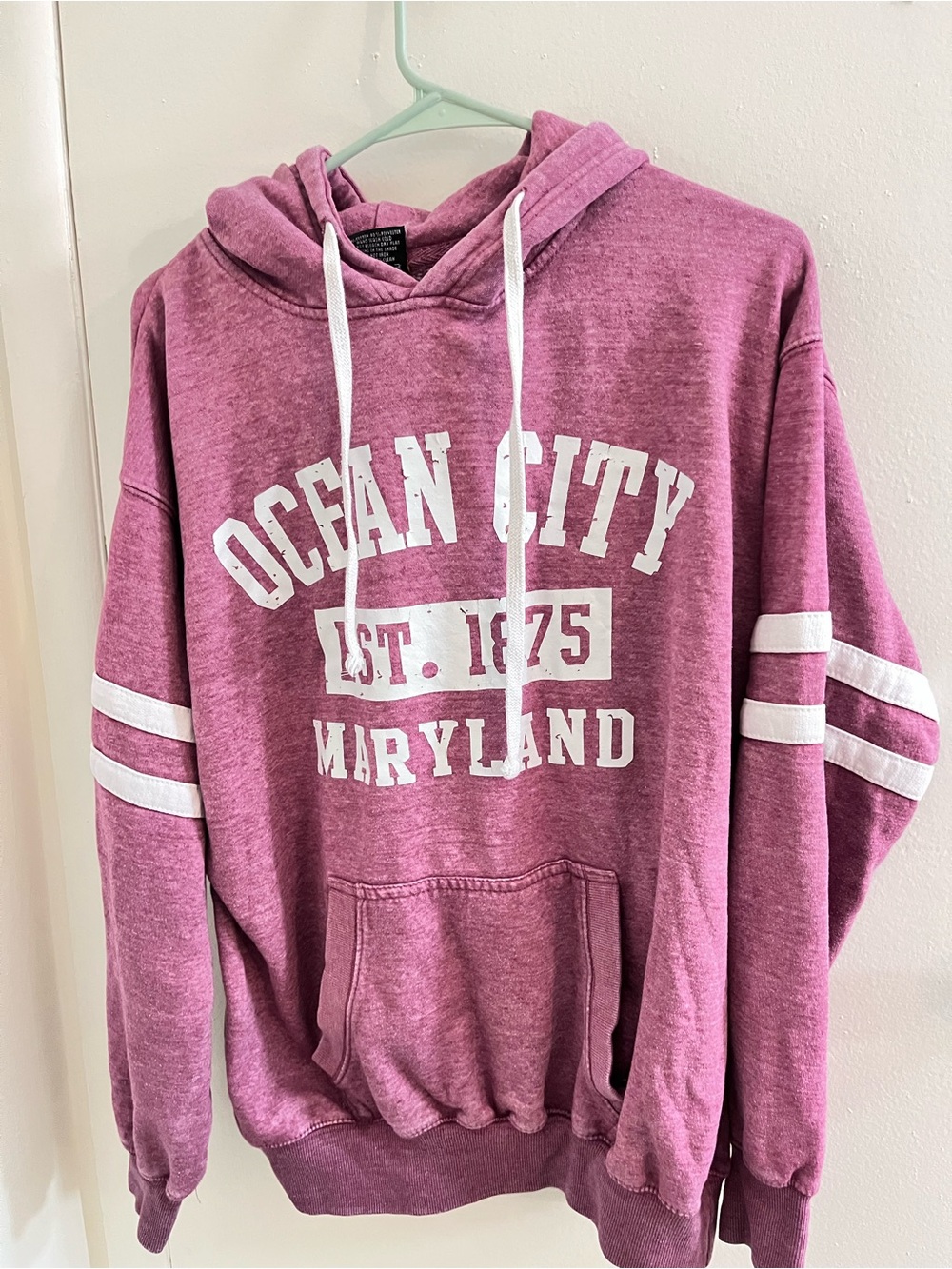 Sunsations XL Ocean City Maryland EST 1875 Mauve White Hoodie